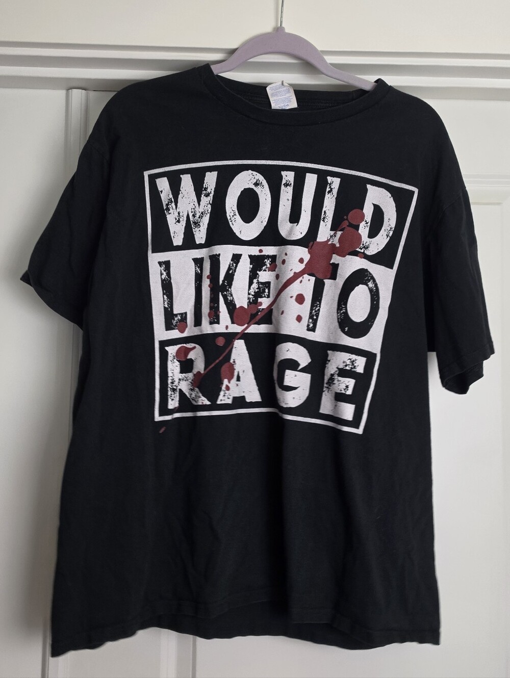 Black Graphic 'Would Like to Rage' Short Sleeve T‑Shirt